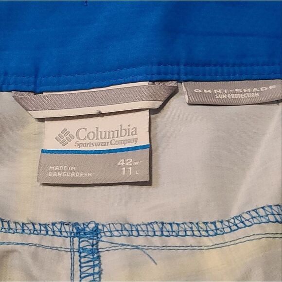 Columbia Omnishade Blue Green Plaid Board Shorts Swim Trunks Size 42 - Picture 4 of 4
